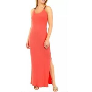 Michael Kors Women's Sangria 3 Ring Scoop Neck Long Maxi Dress Size Small